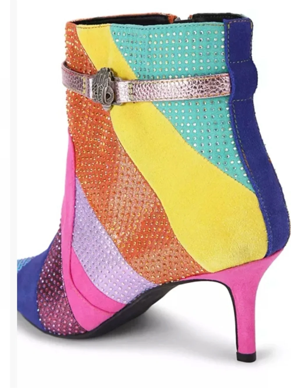 New KURT GEIGER Kensington Flexi Ankle Boot Rainbow Crystal $300 Sz 38